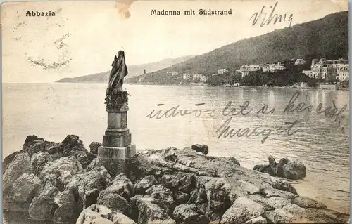 46077 - Kroatien - Abbazia , Opatija , Madonna mit Südstrand - gelaufen 1911