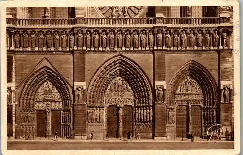 46083 - Frankreich - Paris , Cathedrale Notre Dame , Portails de la Facade - gelaufen 1953