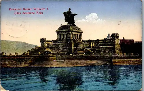 46112 - Deutschland - Koblenz , Provinzialdenkmal Kaiser Wilhelm I. am Deutschen Eck - gelaufen 1912