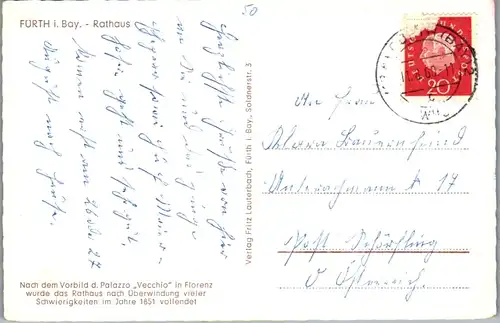 46116 - Deutschland - Fürth i. Bay. , Rathaus - gelaufen 1960