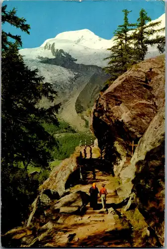 46154 - Schweiz - Saas Fee , Der Kapellenweg bei Saas Fee , Alphubel - gelaufen 1962
