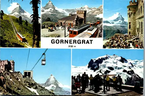 46156 - Schweiz - Gornergrat , Zermatt , Gornergratbahn , Kulmhotel , Monte Rosa - gelaufen 1966