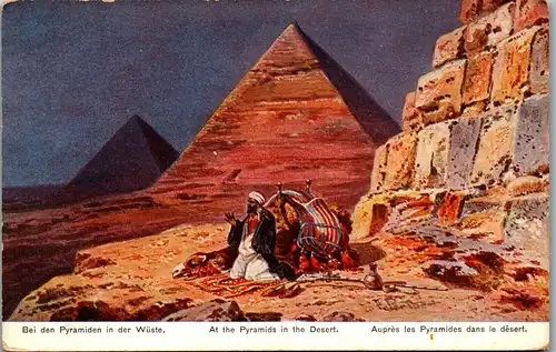 46165 - Ägypten - Bei den Pyramiden , Aupres les Pyramides dans le desert , signiert  - nicht gelaufen