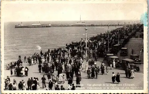 46225 - Belgien - Oostende , Vue generale de la Digue vers l'Estacade - gelaufen 1943