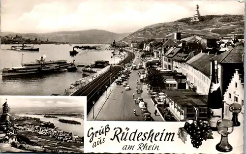 46241 - Deutschland - Rüdesheim a. Rhein , Panorama , Dampfer - gelaufen 1957