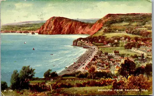 46247 - Großbritannien - Sidmouth , from Salcome Hill , l. beschädigt - gelaufen 1953