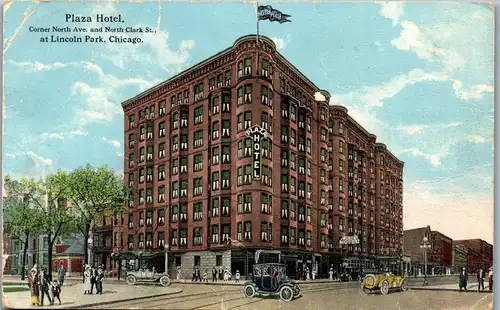 46273 - USA - Chicago , Plaza Hotel , Corner North Ave. and North Clark St. at Lincoln Park - gelaufen 1914