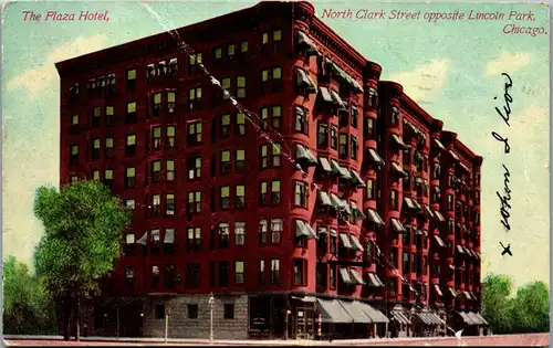 46274 - USA - Chicago , Plaza Hotel , North Clark Street opposite Lincoln Park , l .beschädigt - gelaufen 1910