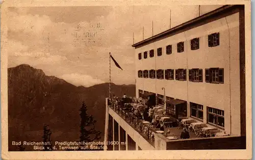 46282 - Deutschland - Bad Reichenhall , Berghotel , Hotel , Blick v. d. Terrasse auf Staufen , Predigtstuhl - gel. 1930