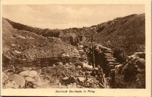 46301 - Frankreich - Flirey , Sandsack Barrikade in Flirey - gelaufen 1916