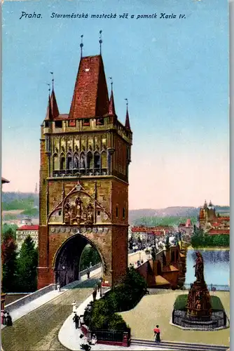 46304 - Tschechien - Praha , Prag , Staromestska mostecka vez a pomnik Karla IV - nicht gelaufen