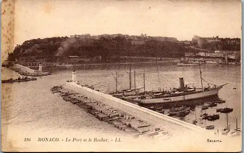 46358 - Monaco - Le Port et le Rocher , Ship , Mole - gelaufen 1936