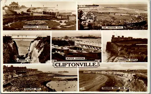 46362 - Großbritannien - Cliftonville , Newgate Gap , Walpole Bay , The Bathing Pool , Kingsgate Castle - gelaufen 1939