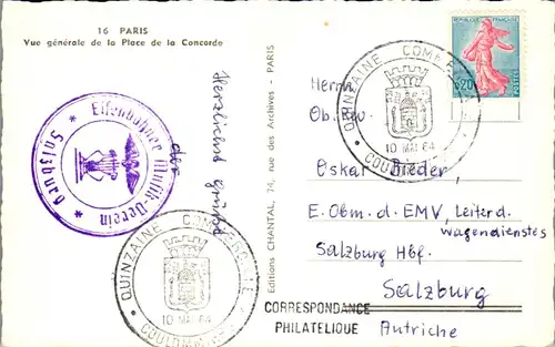 46401 - Frankreich - Paris , Vue generale de la Place de la Concorde - gelaufen 1964