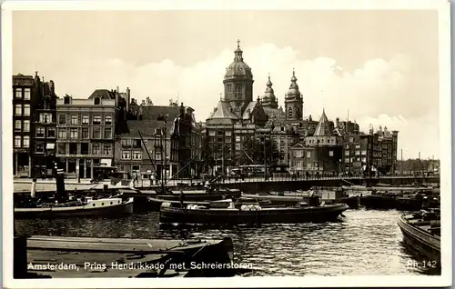 46402 - Niederlande - Amsterdam , Prins Hendrikkade met Schreierstoren - gelaufen 1932