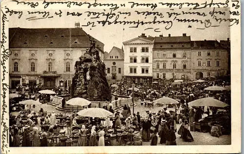 46410 - Tschechien - Brünn , Brno , Kaiser Wilhelm Platz mit Parnaß Brunnen , l. beschädigt - gelaufen 1916