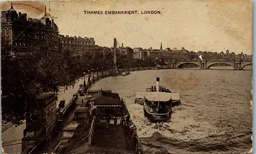46461 - Großbritannien - London , Thames Embankment , Ship , Schiff - gelaufen