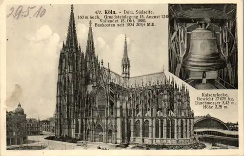 46462 - Deutschland - Köln am Rhein , Dom Südseite , Kaiserglocke - gelaufen 1910