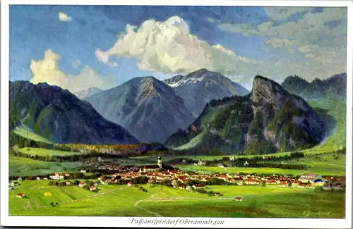 46514 - Deutschland - Oberammergau , Passionsspieldorf , Panorama - nicht gelaufen