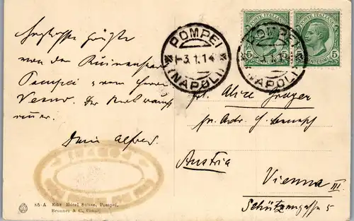 46524 - Italien - Pompeji , Pompei , Caserma dei Gladiatori - gelaufen 1914