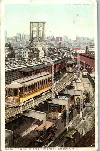 46527 - USA - New York , Brooklyn , Approach to Brooklyn Bridge - gelaufen 1912