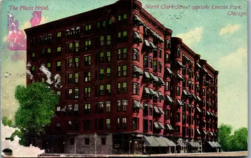 46528 - USA - Chicago , The Plaza Hotel , North Clark Street opposite Lincoln Park - gelaufen 1911