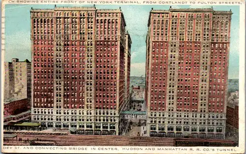 46537 - USA - New York , Front of Terminal , Cortlandt to Fulton Street , Hudson a. Manhatten , Tunnel - 1915