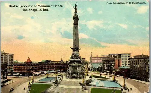 46538 - USA - Indianapolis , Bird's Eye View of Monument Place , Indiana - gelaufen 1913