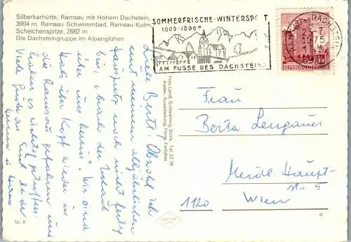 46560 - Steiermark - Ramsau , am Dachstein , Silberkarhütte , Schwimmbad , Scheichenspitze , Kulm - gelaufen 1975