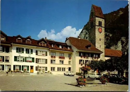 46571 - Schweiz - Unterseen , Stadthausplatz , Auto - gelaufen 1996