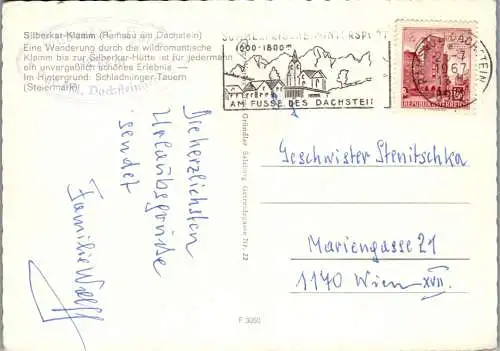 46602 - Steiermark - Ramsau , Silberkar Klamm , Schladminger Tauern - gelaufen 1967