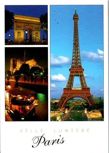 46635 - Frankreich - Paris , Arc de Triomphe , Notre Dame , Tour Eiffel , Mehrbildkarte - gelaufen 2015