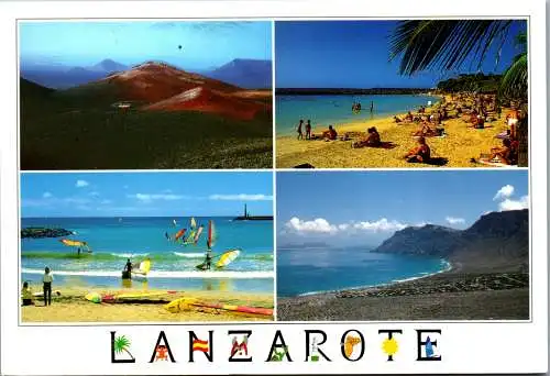 46661 - Spanien - Lanzarote , Montana de Fuego , Playa Blanca , Costa Teguise y Famara , Mehrbildkarte - gelaufen 1997