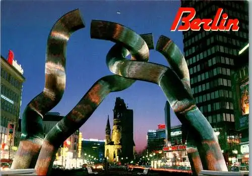 46670 - Deutschland - Berlin , Tauentzienstraße , Blick auf Gedächtniskirche - gelaufen 1997