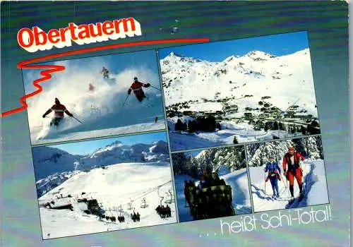 46675 - Salzburg - Obertauern , Blick auf Obertauern und Panoramalift mit Hochalm - gelaufen 1997