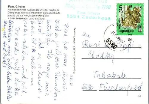 46751 - Salzburg - Zederhaus , Königalm , Fam. Gfrerer , Mehrbildkarte - gelaufen 1994