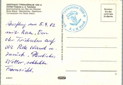 46755 - Steiermark - Fladnitz a. d. Teichalm , Gasthaus Tyrnaueralm , Rote Wand , Steinbock - gelaufen 1982