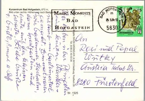 46761 - Salzburg - Bad Hofgastein , Kleine Scharte , Höhenweg , Mehrbildkarte - gelaufen 1994