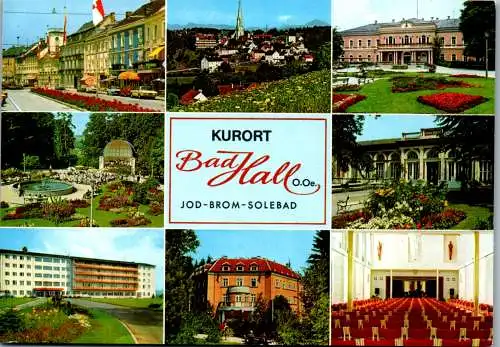 46763 - Oberösterreich - Bad Hall , Jod Brom Solebad , Hauptplatz , Mehrbildkarte - gelaufen 1994
