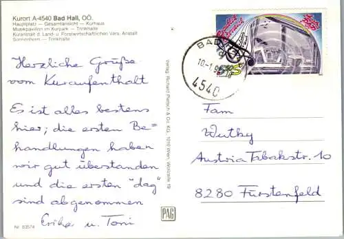 46763 - Oberösterreich - Bad Hall , Jod Brom Solebad , Hauptplatz , Mehrbildkarte - gelaufen 1994