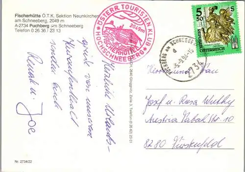 46775 - Niederösterreich - Puchberg am Schneeberg , Fischerhütte , Fischer Hütte - gelaufen 1994