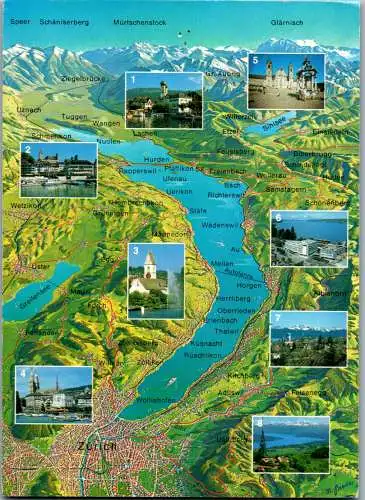 46785 - Schweiz - Zürichsee , Landkarte - gelaufen 1999