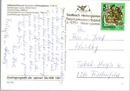 46823 - Salzburg - Saalbach Hinterglemm , Hochtorsee , Zwölferkogel , Mehrbildkarte - gelaufen