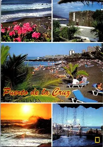 46859 - Spanien - Teneriffa , Tenerife , Puerto de La Cruz , Playa Jardin - gelaufen 2002