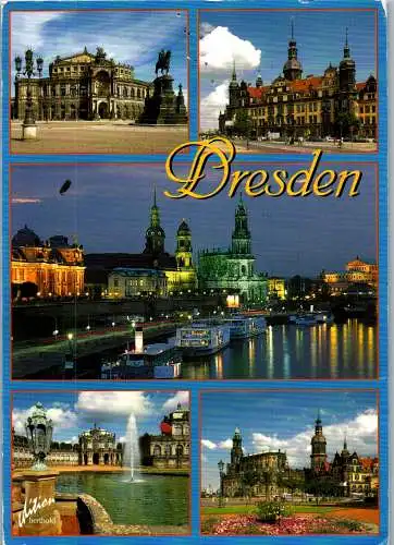 46860 - Deutschland - Dresden , Semperoper , Residenzschloss , Zwinger , Hofkirche , Mehrbildkarte - gelaufen 2001