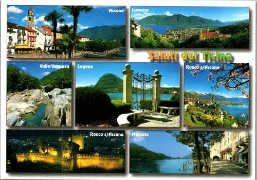 46862 - Schweiz - Ticino , Ascona , Valle Verzasca , Morcote , Ronco , Mehrbildkarte - gelaufen 2012