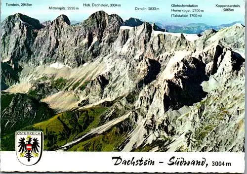 46875 - Oberösterreich - Dachstein , Südwand mit Seilbahn zum Hunerkogel , Südwandhütte - nicht gelaufen
