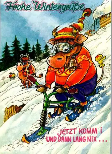 46900 - Humor - Ski , Frohe Weihnachtsgrüße - gelaufen
