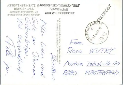 46958 - Militaria - Assistenzeinsatz , Burgenland , Feldpost - gelaufen 2001