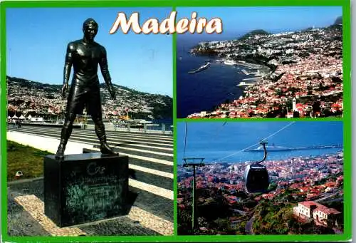 46975 - Portugal - Madeira , Estatua de Cristiano Ronaldo CR7 , Mehrbildkarte - gelaufen